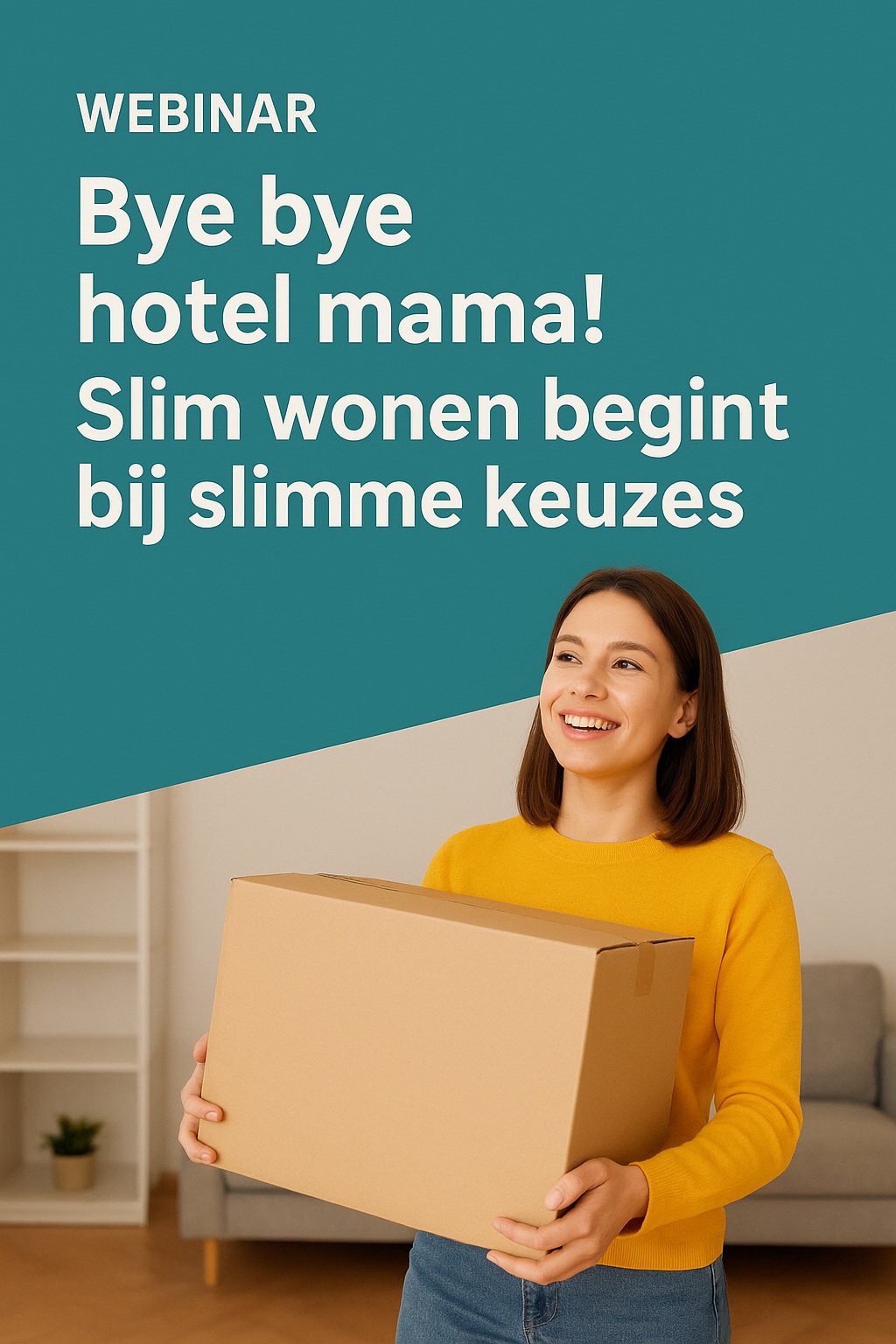 een jonge vrouw met een verhuisdoos