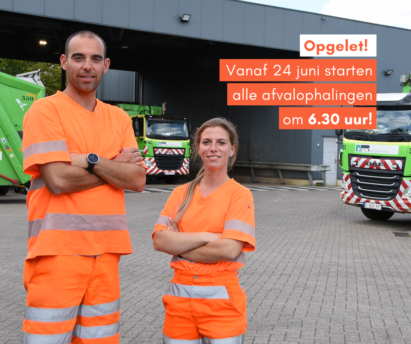 mannelijke en vrouwelijke ophaler staan naast elkaar