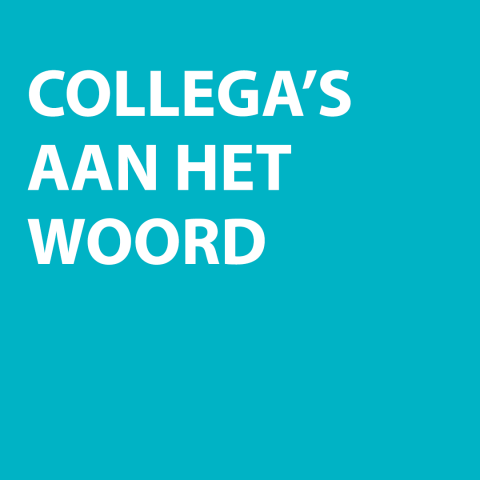 blauwe kader met tekst wat zeggen onze collega's